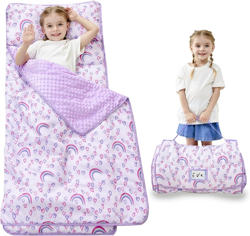 lasoftan Toddler Nap Mat with Pillow and Blanket, Extra Large Rolled Napping Mats,Slumber Bags for Boys Girls,Kids Sleeping Bag for Daycare, Preschool Travel Camping - Image 1